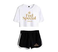 Twice Set Nouvel Album FeelSpecia Twice Sport Shorts de Course Vêtements Set 2 Pièce Été Coton Crop Tops + Shorts Pantalons Fitness T-Shirt
