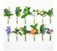 TWILG - Lot de 12 tubes à essai pour fleurs avec cuir blanc et aimant mural - Vase à fleurs, tubes à essai avec support, tube à essai mural, vase magnétique