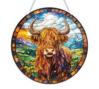 Twilight Attrape-soleil en acrylique en forme de vache des Highlands pour fenêtres, décoration colorée à suspendre pour la maison, le jardin et le balcon