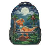 Twilight Forest Guardian Sac à dos imprimé T-Rex orange pour enfants et adolescents, voyage et école, 03, L
