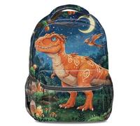 Twilight Forest Guardian Sac à dos imprimé T-Rex orange pour enfants et adolescents, voyage et école, 02, L