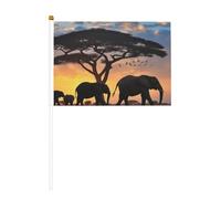 Twilight in the Grassland - Lot de 6 et 12 mini drapeaux durables sur bâtons pour cour, jardin et décoration extérieure - 14 x 21