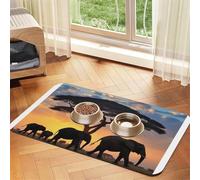 Twilight in The Grassland Tapis d'alimentation imperméable et antidérapant pour chien et chat - Sans taches - Séchage rapide - Distributeur d'eau pour chien