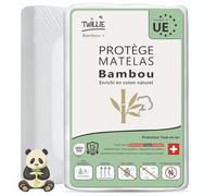 Twillie Protège Matelas 150x190 Bambou - Qualité Supérieure - Imperméable & Respirant - Enrichi de Coton Naturel, Traitement Suisse Sanitized® Anti-acarien, Antibactérien, Anti-Odeur - Fabriqué en UE
