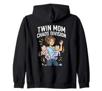 Twin Mom Chaos Division Life Babies Twins Humour Funny Squad Sweat à Capuche