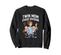 Twin Mom Chaos Division Life Babies Twins Humour Funny Squad Sweatshirt