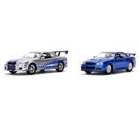 Jada Voiture Fast & Furious Brian's Nissan Skyline GT‑R R34 1:32 die-cast Argent & Bleu