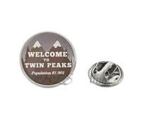 Twin Peaks Broche en acier inoxydable avec cabochon en verre et acier inoxydable Motif David Lynch, Métal