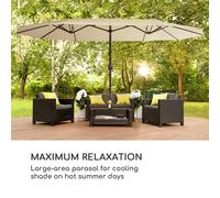 Blumfeldt Twin Peaks Parasol de jardin double , protection UV 50 , support aluminium , polyester hydrofuge - Crème Crème G