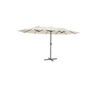 Twin Peaks Parasol de jardin double , protection UV 50 , support aluminium , polyester hydrofuge - Crème