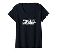 Twin Peaks Who Killed Laura Palmer White T-Shirt avec Col en V