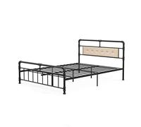 Twin Platform Bed/Upholstered Tufted Square Stitched Headboard and Wooden Slats/Metal Frame - No Box Spring Needed - Easy Assembly - Light Grey Twin Size for Boys (Brown)