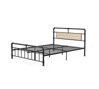 Twin Platform Bed/Upholstered Tufted Square Stitched Headboard and Wooden Slats/Metal Frame - No Box Spring Needed - Easy Assembly - Light Grey Twin Size for Boys (Black)
