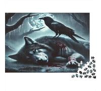 Twin Wolves Staring at Each Other Under Starry Sky Puzzle 1000 Pieces Cadeau Unique Jeu Éducatif Défi Jouet À De Qualité Supérieure Peinture Art pour Adultes Et Enfants À Partir De 12 Ans 70x50cm/100