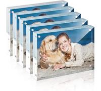 TWING Lot de 5 cadres photo en acrylique 12 x 17,8 cm avec aimant horizontal double face et chiffon en microfibre Transparent Épaisseur 12 + 12 mm