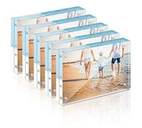 TWING Lot de 5 cadres photo magnétiques en acrylique de 20 x 25 cm, 20% plus épais, transparent, cadre photo magnétique autoportant, double face, idéal pour cadeau