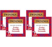 Twinings - Assortiment Découverte Ayurveda - Infusion Fraise Myrtille Grenade - 40 Sachets - à Déguster Chaud ou Froid (Lot de 2)