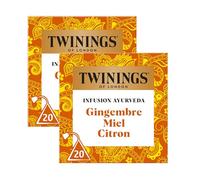 Twinings - Assortiment Découverte Ayurveda - Infusion Gingembre Miel Citron - 40 Sachets - à Déguster Chaud ou Froid
