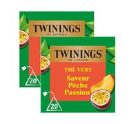 Twinings - Assortiment Découverte - Thé Vert Saveur Pêche, Passion - 40 Sachets - Fruité et Exotique - à Déguster Chaud ou Froid