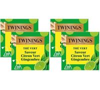 Twinings - Assortiment Découverte Vivifiant et Acidulé - Thé Vert Saveur Citron Vert, Gingembre - 40 Sachets - à Déguster Chaud ou Froid (Lot de 2)