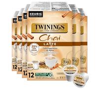 Twinings Chai Latte Black Tea K-Cup Lot de 12 (6 pièces) en capsules pour Keurig, crémeux, légèrement sucré, moins de sucre, caféiné, savourez chaud ou glacé