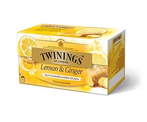 Twinings citron et gingembre, 25 sachets de 1,5 g, 37,5 g, paquet de 3 (3 x 38 g)