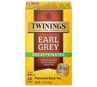 Twinings Earl Grey Decaf Black Tea - Sachets de thé décaféiné rafraîchissant Earl Grey avec le flavor de bergamote et d'agrumes, sachets de thé décafés emballés individuellement