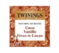 Twinings - Infusion Ayurveda Coco, Vanille, Fèves de Cacao - 20 Sachets - Exotique et Gourmand - à Déguster Chaud ou Froid