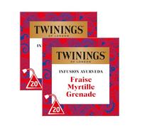 Twinings Infusion Ayurveda Fraise Myrtille Grenade 40 Sachets (2x20)