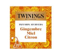 TWININGS - Infusion Revitalisante Gingembre, Miel & Citron pour Bien-être Ayurveda (20 sachets) - Le Lot De 4