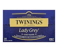 Twinings Lady Grey Thé Noir Arométisé Bergamote et Agrumes Gout Russe, 20 sachets