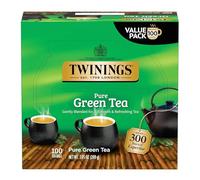 Twinings Lot de 100 sachets de thé vert pur emballés individuellement, lisses et rafraîchissants, caféinés, dégustez chaud ou frais