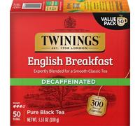 Twinings of London Decaffeinated English Breakfast Herbal Tea Bags, 50 Count