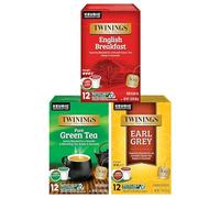 Twinings Tea Variety Sampler Lot de 3 capsules K-Cup pour Keurig Single Serve, 12 Count English Breakfast, Earl Grey, Green