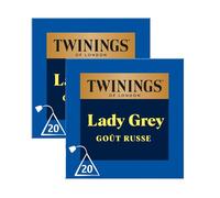 Twinings Thé Noir Lady Grey Bergamote et Agrumes 40 Sachets (2x20)