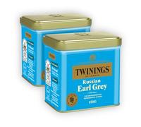 Twinings Thé Noir Russian Earl Grey Bergamote Citron en Vrac 300 g (2x150g) | Thé noir aux notes de bergamote et citron, en vrac dans une boîte métallique à doser selon vos envies en tasse ou théière