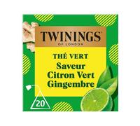 Twinings - Thé Vert Saveur Citron Vert, Gingembre - 20 Sachets - Vivifiant et Acidulé - à Déguster Chaud ou Froid