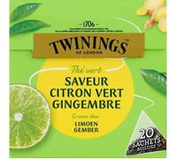 TWININGS - Thé Vert Saveur Citron Vert Gingembre X20 32G - Lot De 4