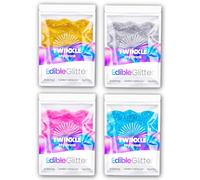 Twinkle Drink Paillettes Comestibles Vegan 4 Couleurs Or Argent Rose Bleu - 4 x 5g (100 Portions Total) - 25 Portions par Sachet - Décoration Cocktails Gâteaux Cupcakes - Brillant Sans Goût