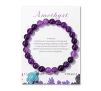 twinkle eye Bracelet élastique en perles en forme de tortue de mer fait à la main en améthyste - Bracelet extensible pour l'été, la plage, l'amitié - Cadeau pour femme - Réglable