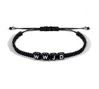 twinkle eye Bracelet religieux chrétien tissé à la main avec inscription « What Would Jesus Do » Noir