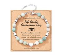 twinkle eye Cadeau de remise de diplôme inspirant pour elle, lui, bracelet de perles de 5e année avec carte de message pour femme, fils, fille, sœur, amie, bijoux, réglable
