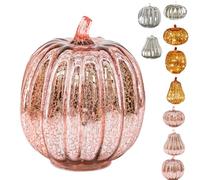 Twinkle Light Pumpkins, Timer Lighted Sparkling Starry Night Glass Pumpkins Lamp with Storage Bag,Birthday Party Halloween Hallway Festive (#9)