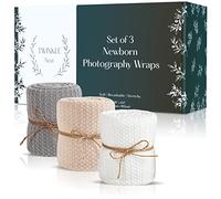 Twinkle Nest Lot de 3 écharpes de photographie pour nouveau-né Couverture d'emmaillotage pour nouveau-né Accessoires de photographie en tricot gaufré Accessoires de photographie