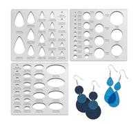 TWINKLEMON 3 Pcs pochoirs en métal, cercle Ellipse larme modèles pochoirs pour l'artisanat réutilisable, cercle dessin outil pochoir géométrique pour Bracelets boucles d'oreilles brûlage de bois