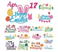 TWINKLEMON 4 ensemble de Matrices de Découpe pour la Fabrication de Cartes 16 Style Phrases Courantes et Jours Fériés Découpe en Métal Outil de Gaufrage DIY Craft Dies pour Réaliser Scrapbooking