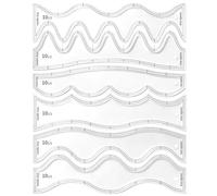 TWINKLEMON Lot de 6 modèles de matelassage en acrylique Motif vagues pour | Règles de coupe et modèles réutilisables de 26,7 cm, règles de couture transparentes à mouvement libre pour machines à