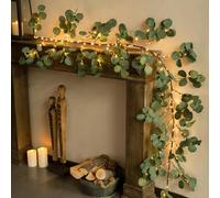 Twinkling Tree Fairy Light Olive Vine, 1,8 M/5.9 Ft Olive Vine with Lights, Eucalyptus Garland with Lights, Suitable for Christmas Mantel Table Wall, Bedroom, Living (2PCS-1)