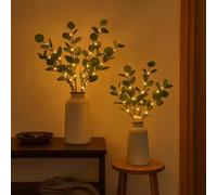 Twinkling Tree Fairy Light Olive Vine, 1,8 M/5.9 Ft Olive Vine with Lights, Eucalyptus Garland with Lights, Suitable for Christmas Mantel Table Wall, Bedroom, Living (5PCS-2)