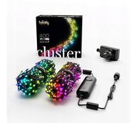 Twinkly Cluster 400 LED RGB+ Blanc, Guirlande Mini LEDs Extérieur et Intérieur, Lumières LED Smart Multicolores, Compatible avec Alexa, Google Home, Gaming, IP44, Contrôle App, Fil Noir, 6m